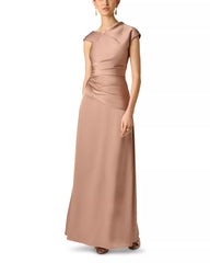 AIDAN MATTOX ASYMETRICAL PEPLUM DRAPE GOWN