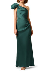 AIDAN MATTOX ONE SHOULDER FANNED GOWN