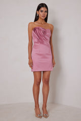 ELLE ZEITOUNE MELANIE DRAPED STRAPLESS MINI DRESS