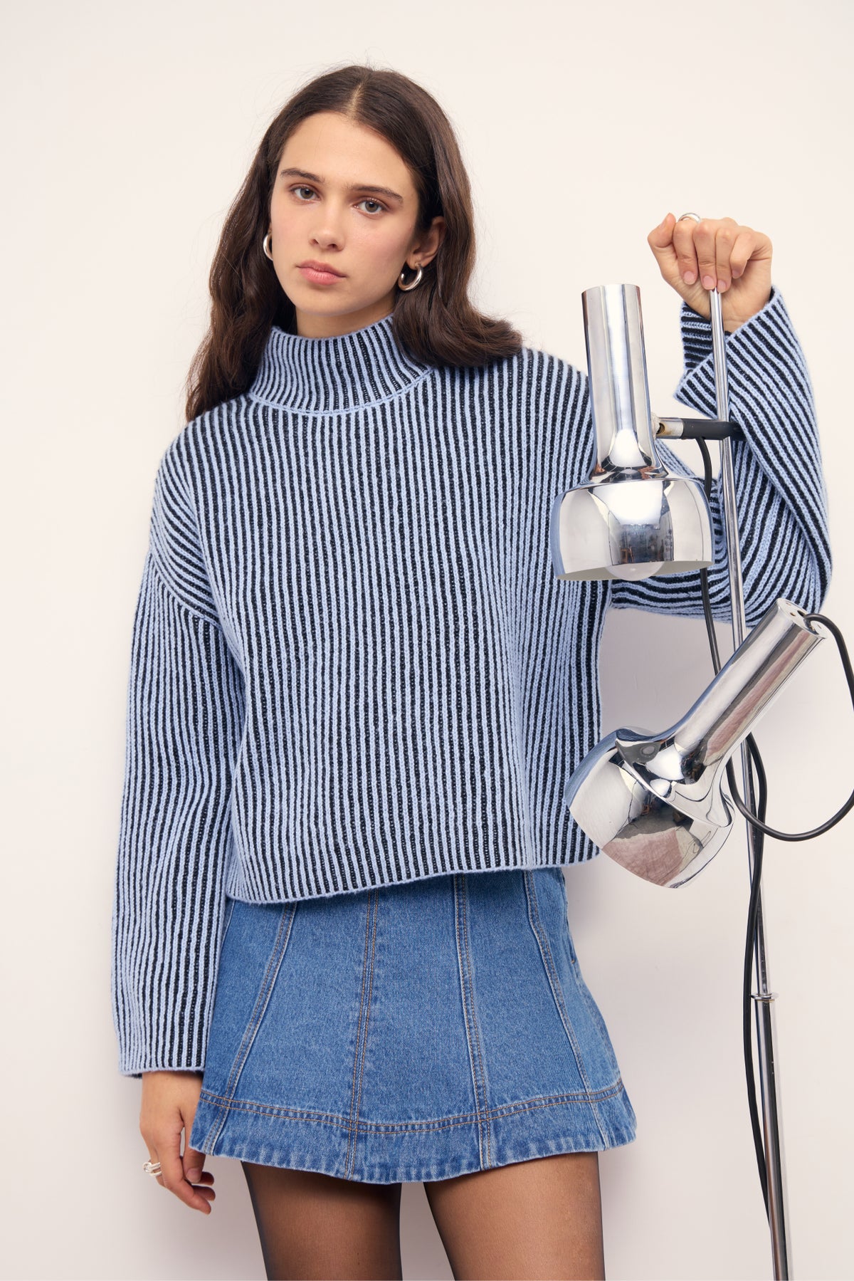 MINKPINK SANA DENIM PANELLED MINI SKIRT