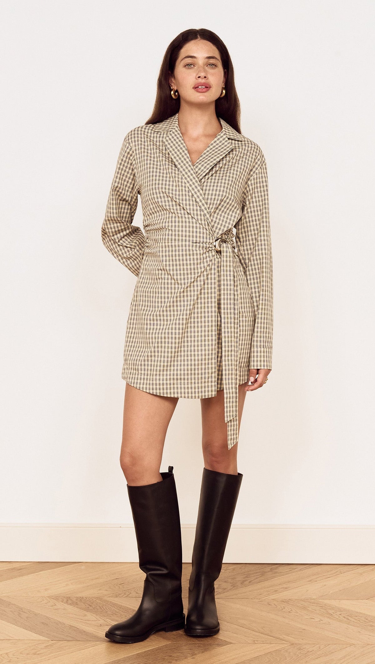 MINKPINK MILA WRAP MINI SHIRTDRESS
