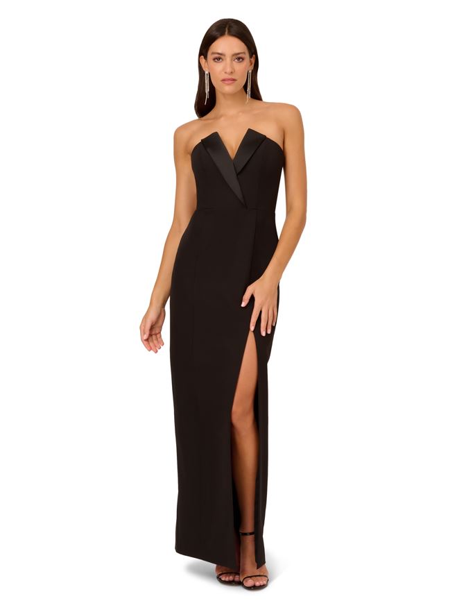 LIV FOSTER STRAPLESS CREPE COLUMN GOWN