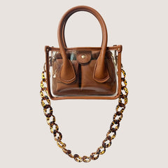 CLEARLY HANDBAGS THE MOLLY LEATHER DETAIL W CHAIN