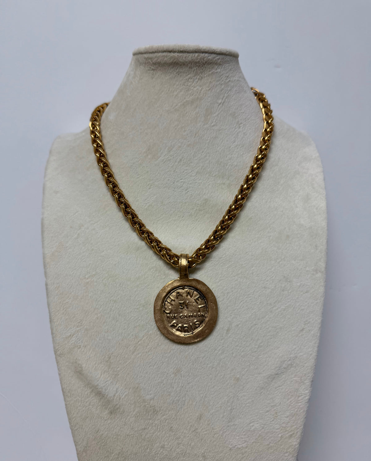 YOCHI CHANEL EMBOSSED COIN NECKLACE