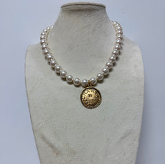 YOCHI PEARL W/ CHANEL COIN NECKLACE