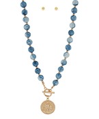 GS AGATE BALL & COIN NECKLAC