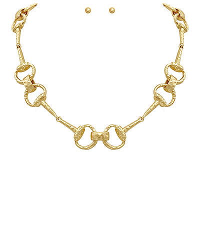 GS LINKED & TEXTURED HORSEBIT NECKLACE