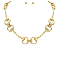 GS LINKED & TEXTURED HORSEBIT NECKLACE