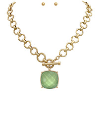 GS SQUARE STONE PENDANT NECKLACE