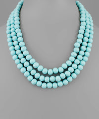GS 3 ROW COLOR WOOD BALL NECKLACE