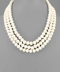 GS 3 ROW COLOR WOOD BALL NECKLACE
