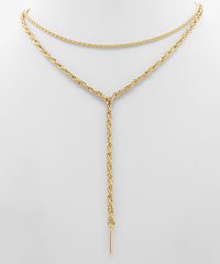 GS BAR CHARM WHEAT CHAIN DUAL NECKLACE