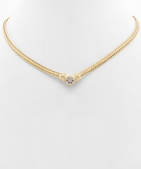 GS CZ HEXAGON & SNAKE CHAIN NECKLACE