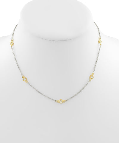 GD TT CZ STATION CHAIN NECKLACE