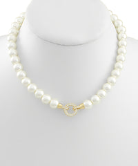 GS PEARL NECKLACE W/ FRONT CLASP