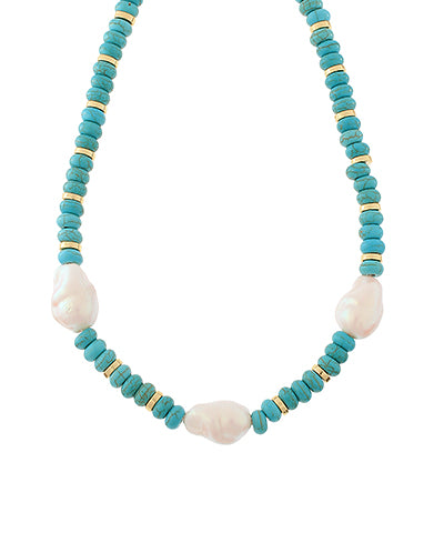 GS CHUNKY PEARL & STONE NECK