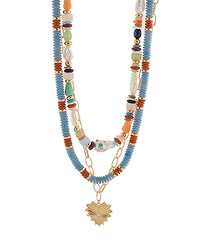 GS HEART PENDANT TRIPLE NECKLACE