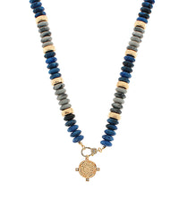 GS PAVE COIN & STONE NECKLACE