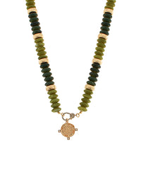 GS PAVE COIN & STONE NECKLACE
