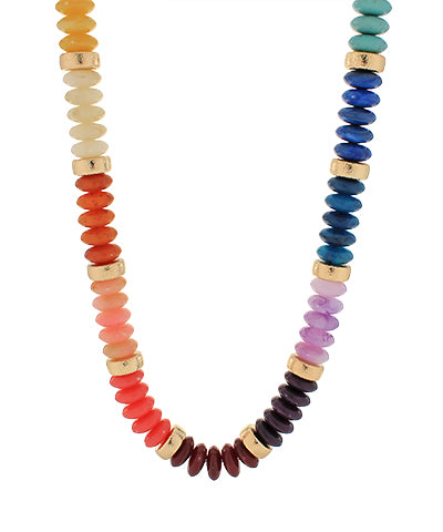 GS WIDE BEAD STONE & TEXTURE NECKLACE