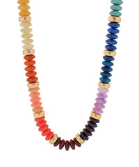 GS WIDE BEAD STONE & TEXTURE NECKLACE