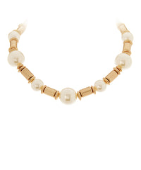 GS PEARL AND CYLINDER NECKLACE