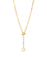 GS RING W/ CRYSTAL PAPERCLIP Y SHAPE NECKLACE