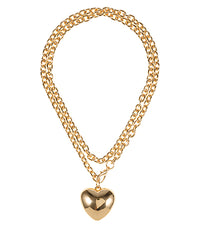 GS BOLD HEART PENDANT LONG CHAIN NECKLACE