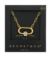 GS OVAL W/CZ BAGUETTE TUBE NECKLACE