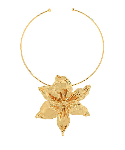GS TEXTURED FLOWER WIRE OPEN CHOKER