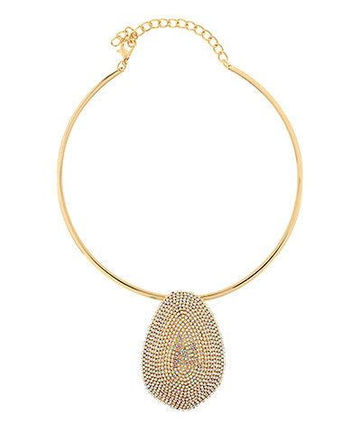 GS PAVE CRYSTAL ORGANIC PENDANT NECKLACE