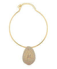 GS PAVE CRYSTAL ORGANIC PENDANT NECKLACE