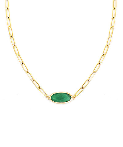 GS OVAL STONE PENDANT NECKLACE