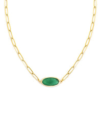 GS OVAL STONE PENDANT NECKLACE