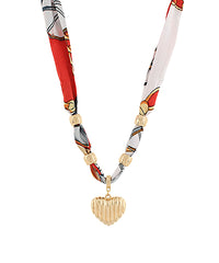 GS PUFFY HEART CHARM SCARF NECKLACE