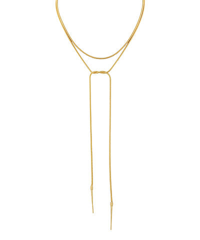 GS BAR DROP LARIAT CHAIN NECKLACE