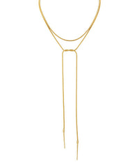 GS BAR DROP LARIAT CHAIN NECKLACE