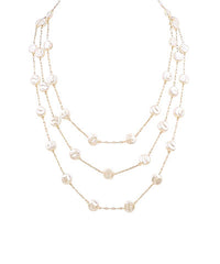 GS 3 LAYERED DISK PEARL NECKLACE