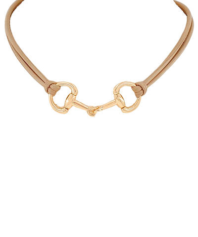 GS LAYERED LEATHER 2 HORSEBIT NECKLACE