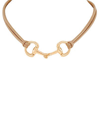 GS LAYERED LEATHER 2 HORSEBIT NECKLACE