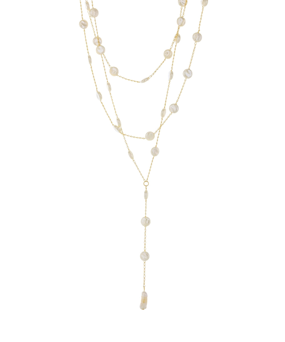 GS 3 LAYERED COIN PEARL NECKLACE
