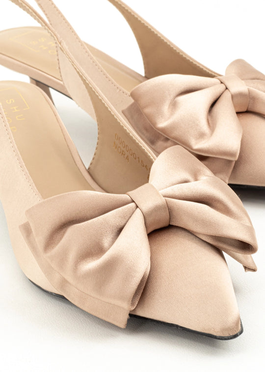 SHU SHOP NORA SATIN BOW HEEL