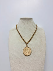 YOCHI ROPE WRAPPED COIN NECKLACE