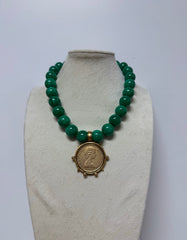 YOCHI LARGE BEAD & COIN PENDANT NECKLACE