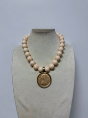 YOCHI LARGE BEAD & COIN PENDANT NECKLACE