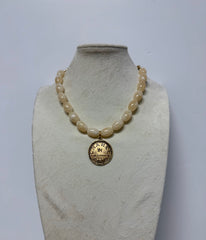 YOCHI ELONGATED STONE W/ CHANEL NECKLACE