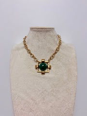 YOCHI NY SQUARE W/ STONE NECKLACE