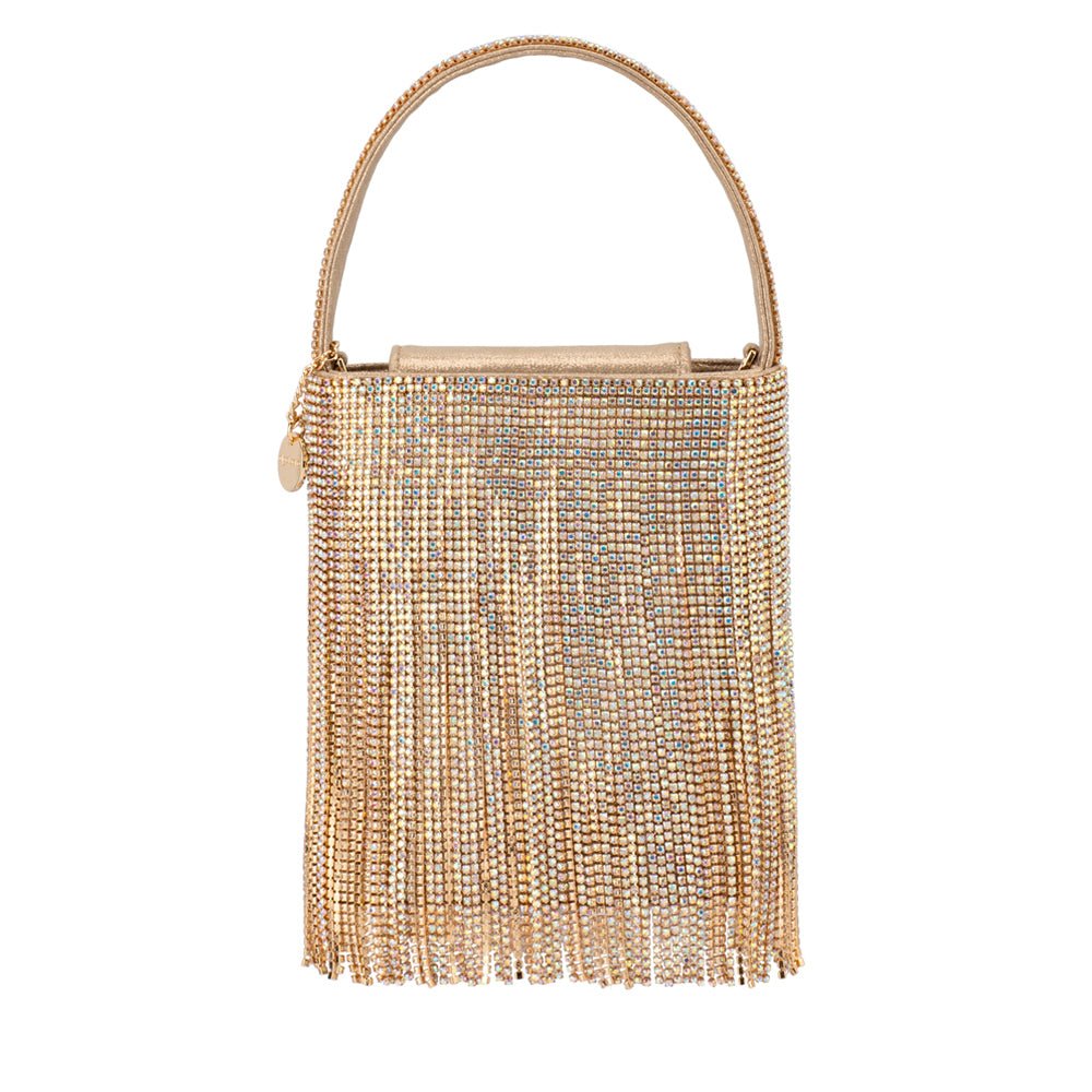 OLGA BERG BILLIE CRYSTAL FRINGE BAG
