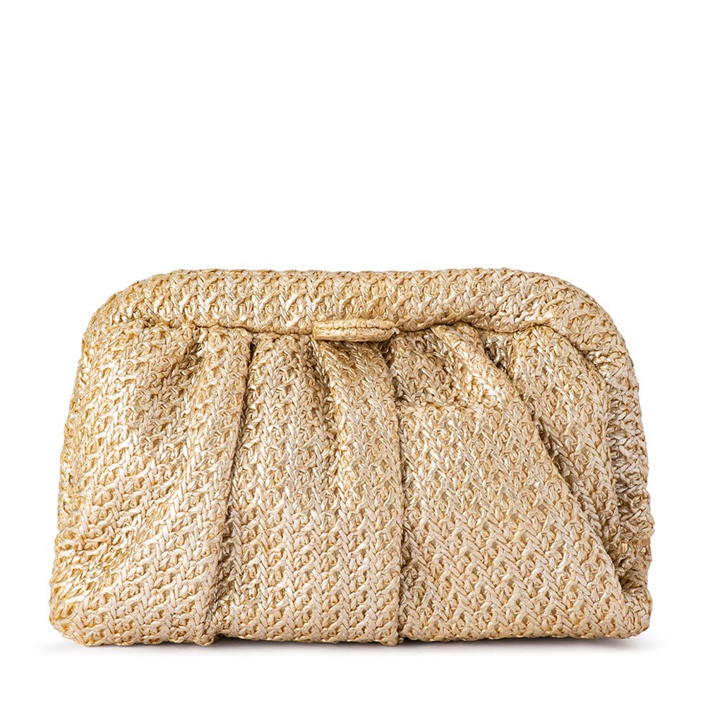OLGA BERG STEVIE PLEAT WOVEN CLUTCH