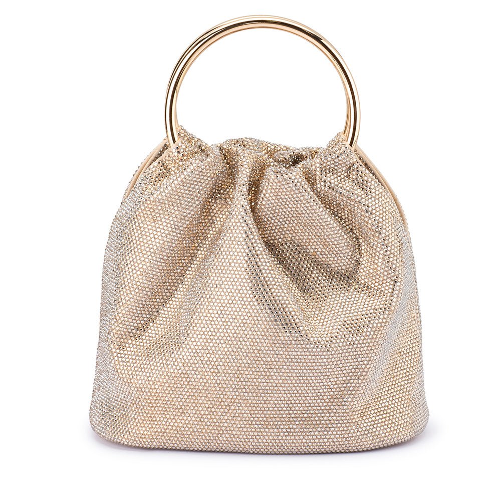 OLGA BERG MABEL CRYSTAL TOP HANDLE PURSE